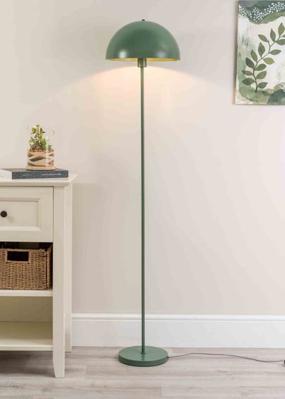 ValueLights Stassi Matte Green Floor Lamp with Green Dome Shade