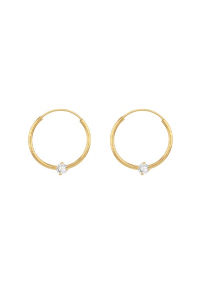 Golden Moments 9ct Yellow Gold White CZ Sleeper Earring