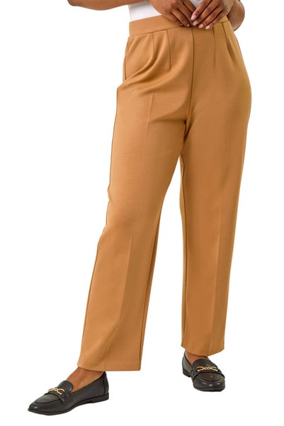 Roman Camel Petite Straight Leg Ponte Stretch Trouser