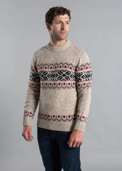 Tokyo Laundry Natural Crew Neck Jumper with Jacquard Print