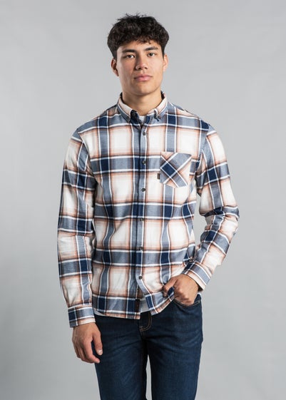 Tokyo Laundry Navy Flannel Shirt with Large Checked Print