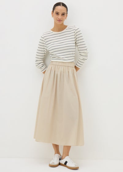 Stone Cotton Midi Skirt