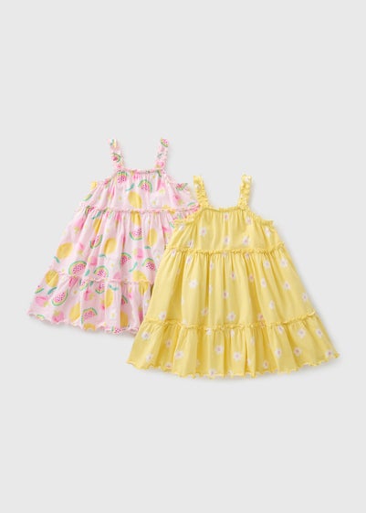 2 Pack Girls Tiered Frill Dresses (1-7yrs)