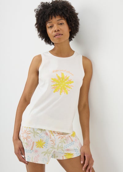 White Solice Vest & Shorts Pyjama Set