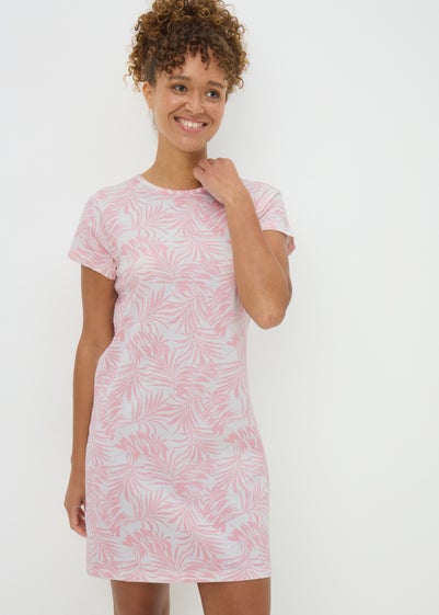 Pink Palm Tree Print T-Shirt Nightie