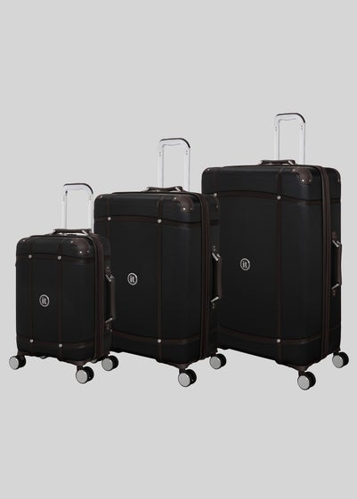 IT Luggage Black Trunk Hard Suitcase