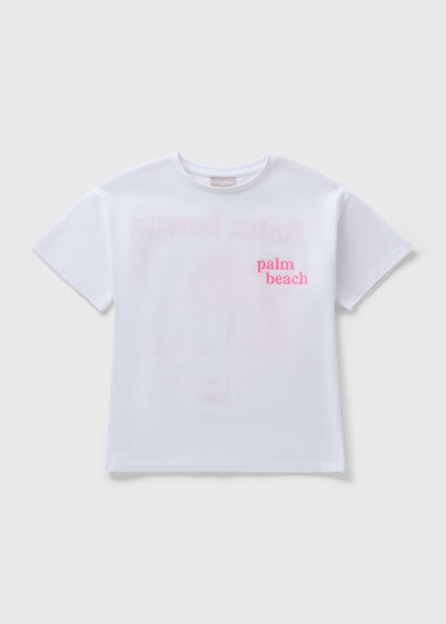 Girls White Palm Beach T-Shirt (7-15yrs)
