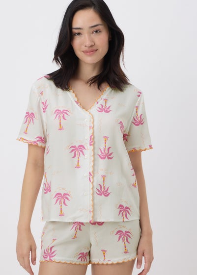 Multicolour Palm Tree Scallop Edge Pyjama Set