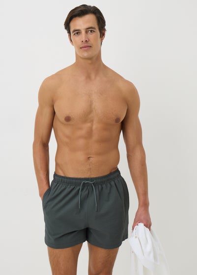 Teal Seersucker Swim Shorts