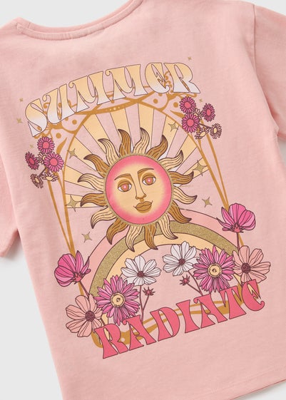 Girls Pink Celestial Top and Cycling Shorts Set (7-15yrs)