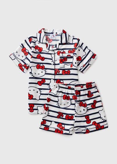 Girls White Hello Kitty Satin Pyjama Set (5-13yrs)