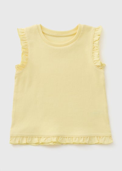 Girls Yellow Frill Ribbed Vest (1-7yrs)
