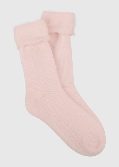 Totes Toasties Pink Ladies Thermal Brushed Bed Sock