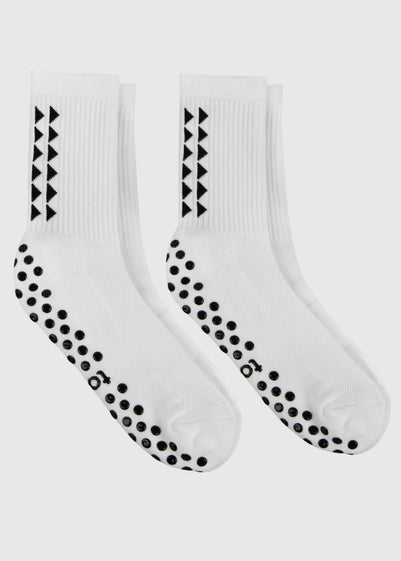 Totes Toasties White Gripper Sports Socks (Twin Pack)