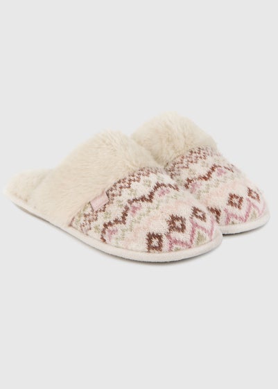 Totes Toasties Ladies Fair Isle Knit Mule Slippers