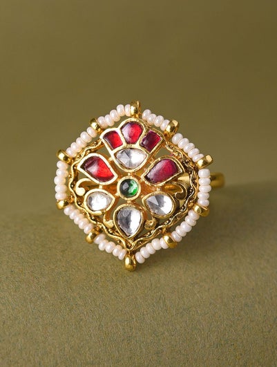 Jaypore Women Multicolour Adjustable Copper Ring - Free Size