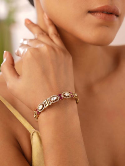 Jaypore Women Pink Screw Brass Bangles - Free Size