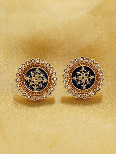 Jaypore Women Gold Push Back Silver Studs - Free Size