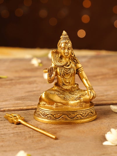 Jaypore Antique Gold Brass Shiva Idol - Free Size