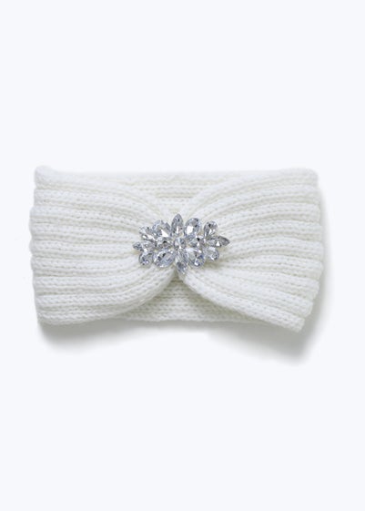 Muse Cream Embellished Knitted Head Bandeau