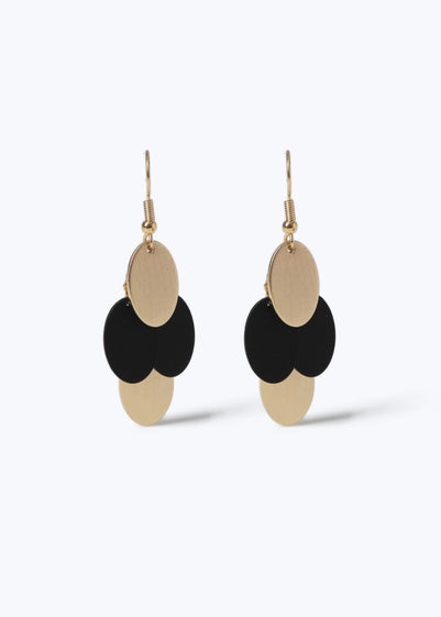 Muse Black And Gold Disc Drop Earring