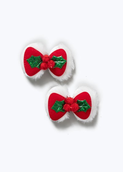 Muse Girls Red Christmas Novelty Bow Clips