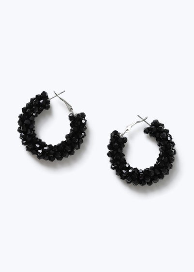 Muse Black Facet Hoop Earring