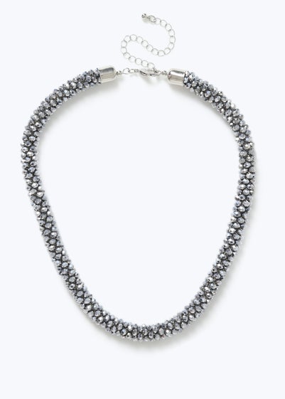 Muse Silver Facet Collar Necklace Hematite