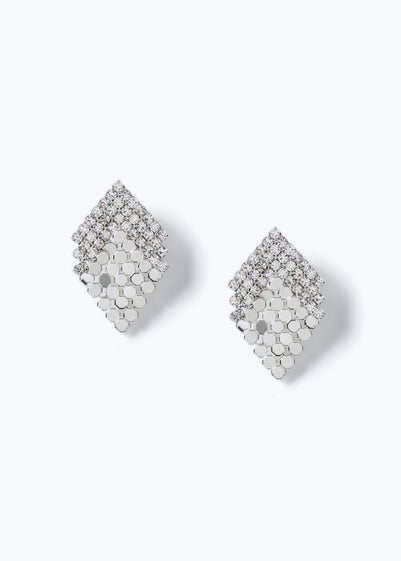 Muse Silver Sparkle Chain Mail Stud Earring