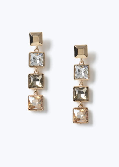 Muse Bronze Square Crystal Drop Earrings