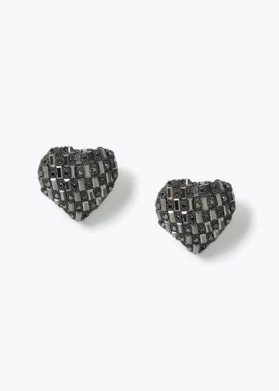 Muse Gunmetal Mosaic Disco Large Heart Stud Earring