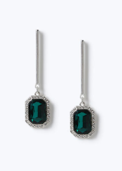 Muse Green Crystal Bar Drop Earrings