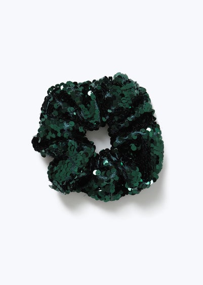 Muse Green Sequin Scrunchie Green