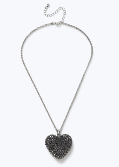 Muse Large Silver Sparkle Heart Necklace