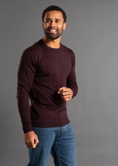 French Connection Burgundy Crew Neck Knitted Jumper