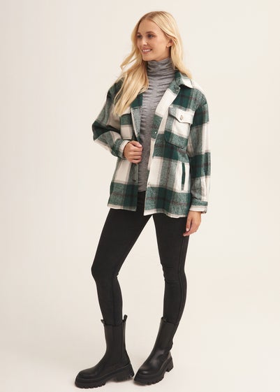 Gini London Green Check Oversized Pocket Detail Shacket