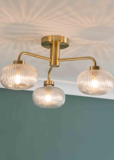 ValueLights Amaia Brushed Gold Semi-Flush Light with Clear Globe Shade