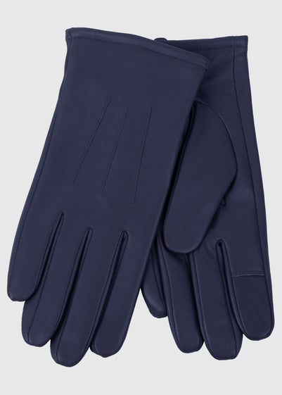 Totes Isotoner Navy Three Point Leather Glove