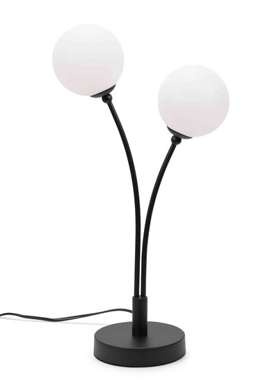 ValueLights Velika  Black Table Lamp with White Globe Shade (47.5cm x 13cm x 24cm)