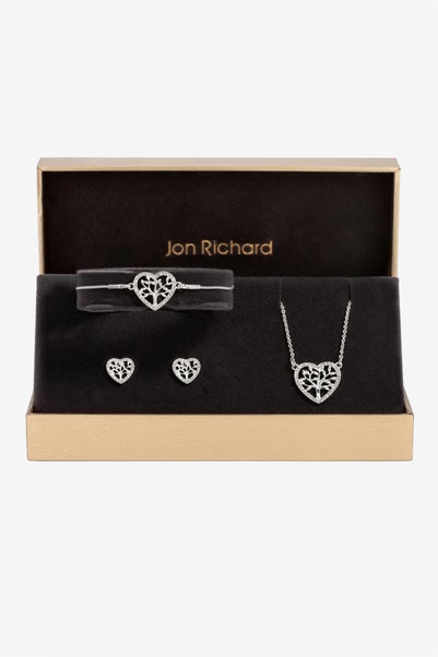 Jon Richard Silver Plated And Crystal Heart Tree Of Love Set - Gift Box