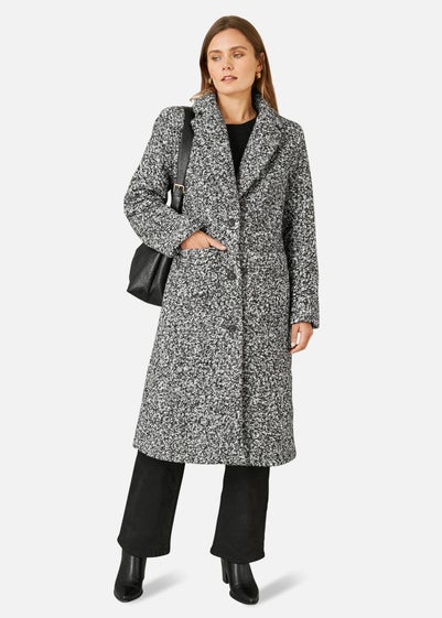 Yumi Grey Boucle Long Line Coat