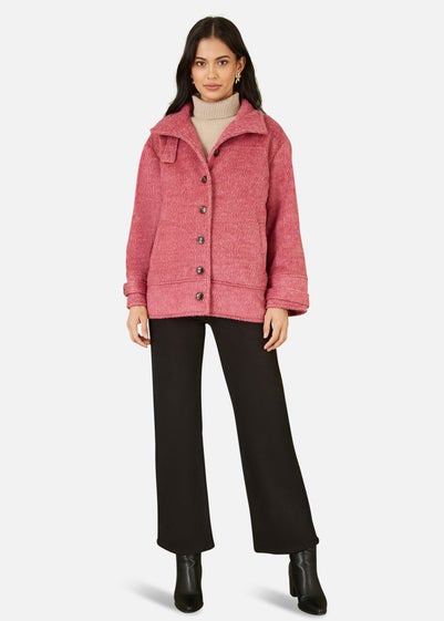 Yumi Pink Oversize Fit Button Up Jacket With High Collar