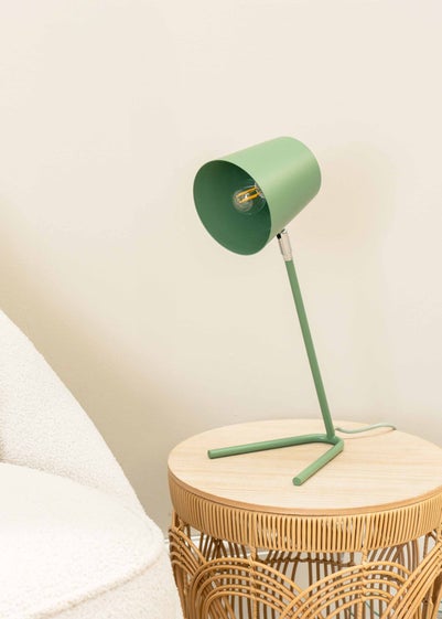 ValueLights Lark  Green Table Lamp with Green Tapered Shade (41cm x 18.5cm x 15cm)