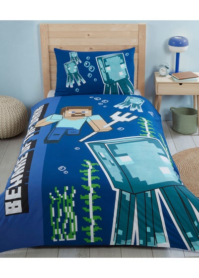 Minecraft Glow In The Dark Blue Duvet Set