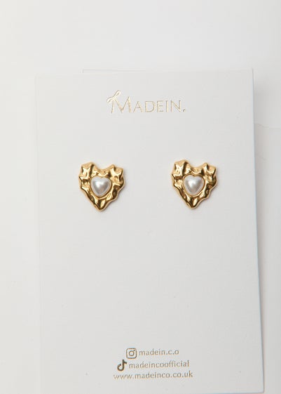 Madein Heart Shaped Pearl Earrings