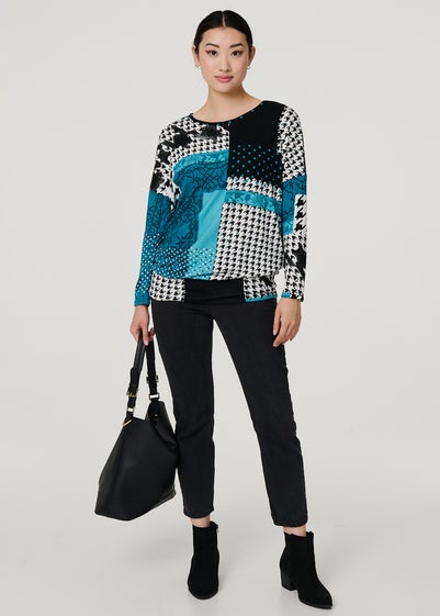 Izabel London  Patchwork Print Long Sleeve Top