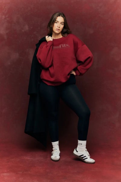 In The Style Burgundy Sport Crew Neck Sweatshirt