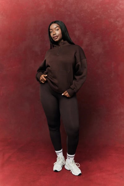 In The Style Chocolate Fits Quarter Zip Printed Sweatshirt