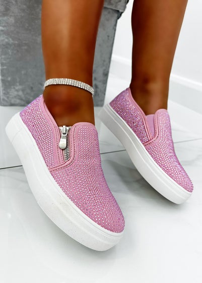 Love Lemonade Pink Crystal Deluxe Zip Pumps Limited Edition Trainers