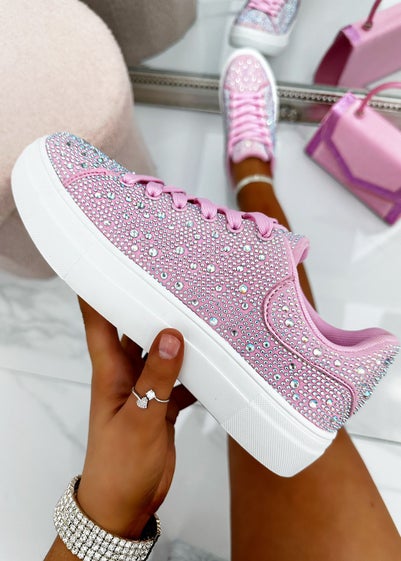 Love Lemonade Pink Crystal Energy Rhinestone Trainers